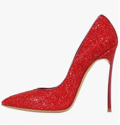 

Elegant Red Glitter Pumps Women Shoes Sexy Pointed Toe Gold Metal Heels Wedding Shoes Bride High Stiletto Heels Women Shoes high