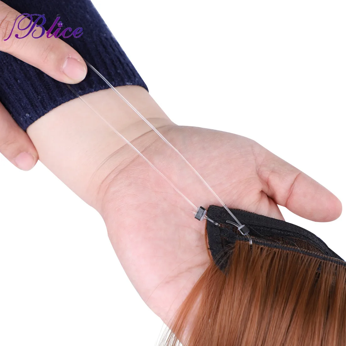 Blice химическое длинный Шелковый Прямо леска волосы расширение с кружевом 20 дюймовый провод не клип в термостойкие накладные волосы