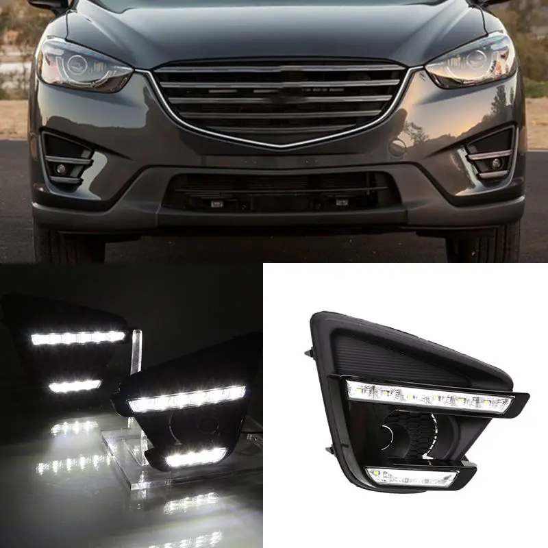 

For Mazda CX-5 2012-2016 Black Frame White Light DRL Daytime Running Light Set