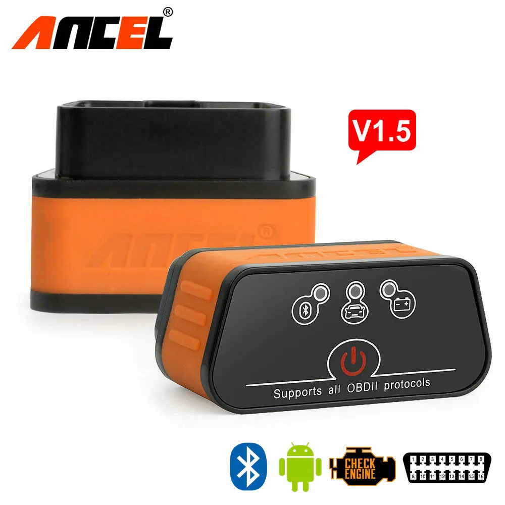Prix pour D'origine Ancel iCar2 icar 2 Bluetooth ELM327 V1.5 OBD2 Scanner Pour Android Lecteur de Code Outil De Diagnostic Livraison Gratuite Prix pour D'origine Ancel iCar2 icar 2 Bluetooth ELM327 V1.5 OBD2 Scanner Pour Android Lecteur de Code Outil De Diagnostic Livraison Gratuite