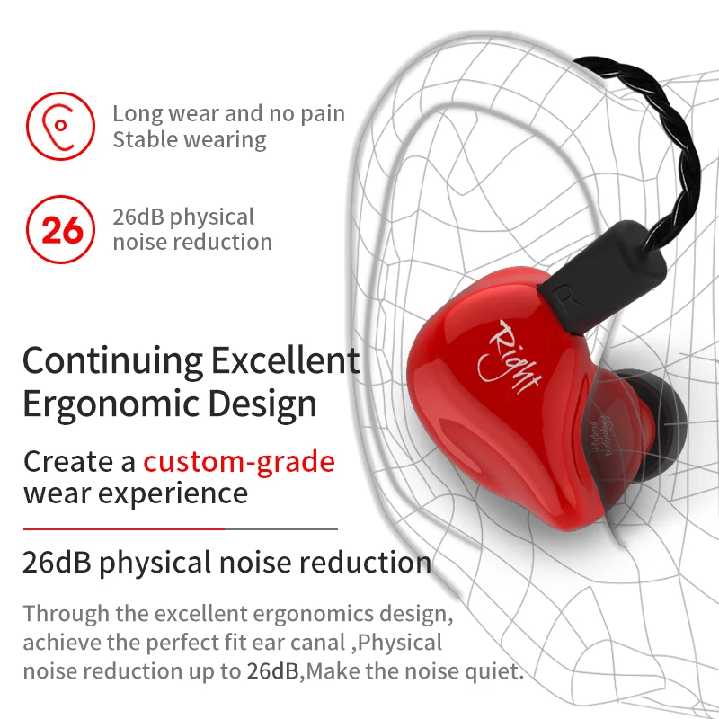  KZ ZS4 1BA+1DD Hifi Sport In-ear Earphone Dynamic Driver Noise Cancelling Headset With Mic Replacement Cable KZ ZS10 KZ AS10