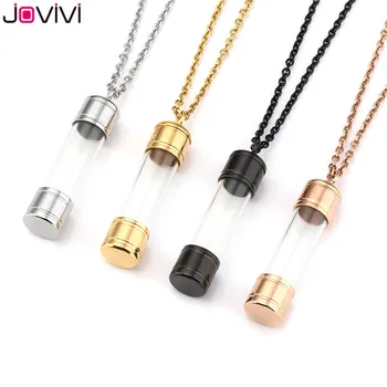 

JOVIVI Stainless Steel Pendants Acrylic Container Cylinder Tube urn Memorial Pendant Necklace Ash Keepsake Cremation Jewelry