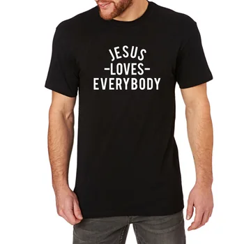 

Mens Jesus Loves Everybody Christianity T-Shirts Men Tee