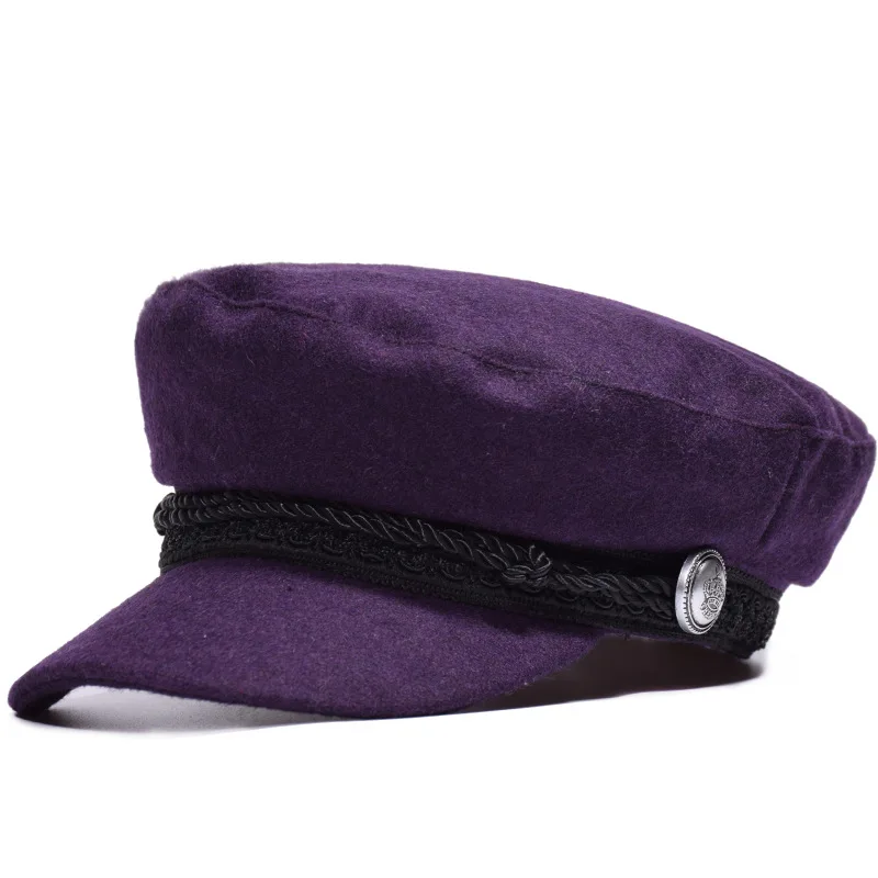 Женские кепки кепка женская весенние шапки для женщин кепи фуражка военная кепи картуз женский фуражка кепка Шерсть Берет модные теплые плоские топ зимняя шапка Повседневное шапка, женские шапки женские шляпы - Цвет: Фиолетовый