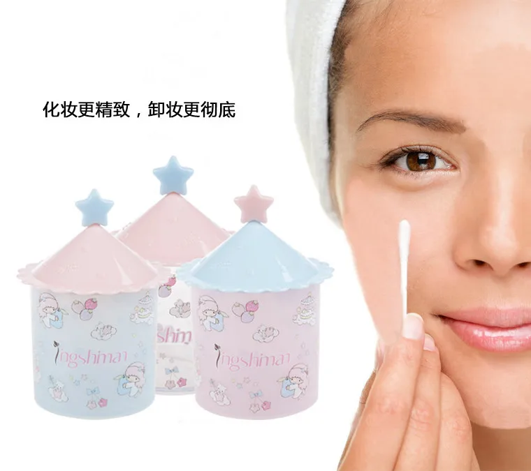 

Cartoon Gemini swab container Cotton Swab Q-tip Storage Holder Box Cosmetic Makeup Case Sorting boxes debris bucket