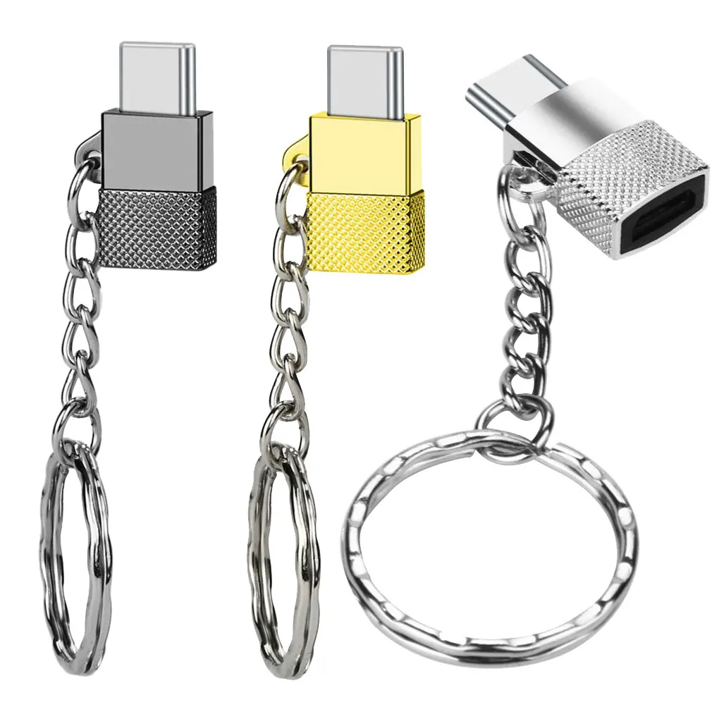 

New Mini Smartphone Micro USB Port To Type-c Port Adapter Portable Zinc Alloy Converter Key Ring