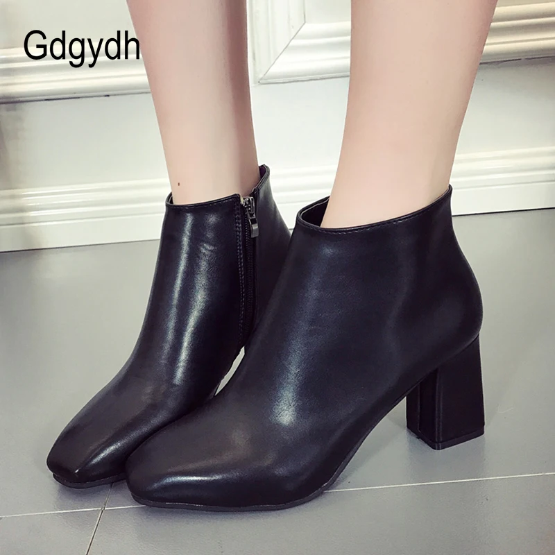 

Gdgydh Spring Autumn Chelsea Boots Women Rubber Sole High Heels Ankle Boots For Women Leather Ladies Casual Shoes Good Quality