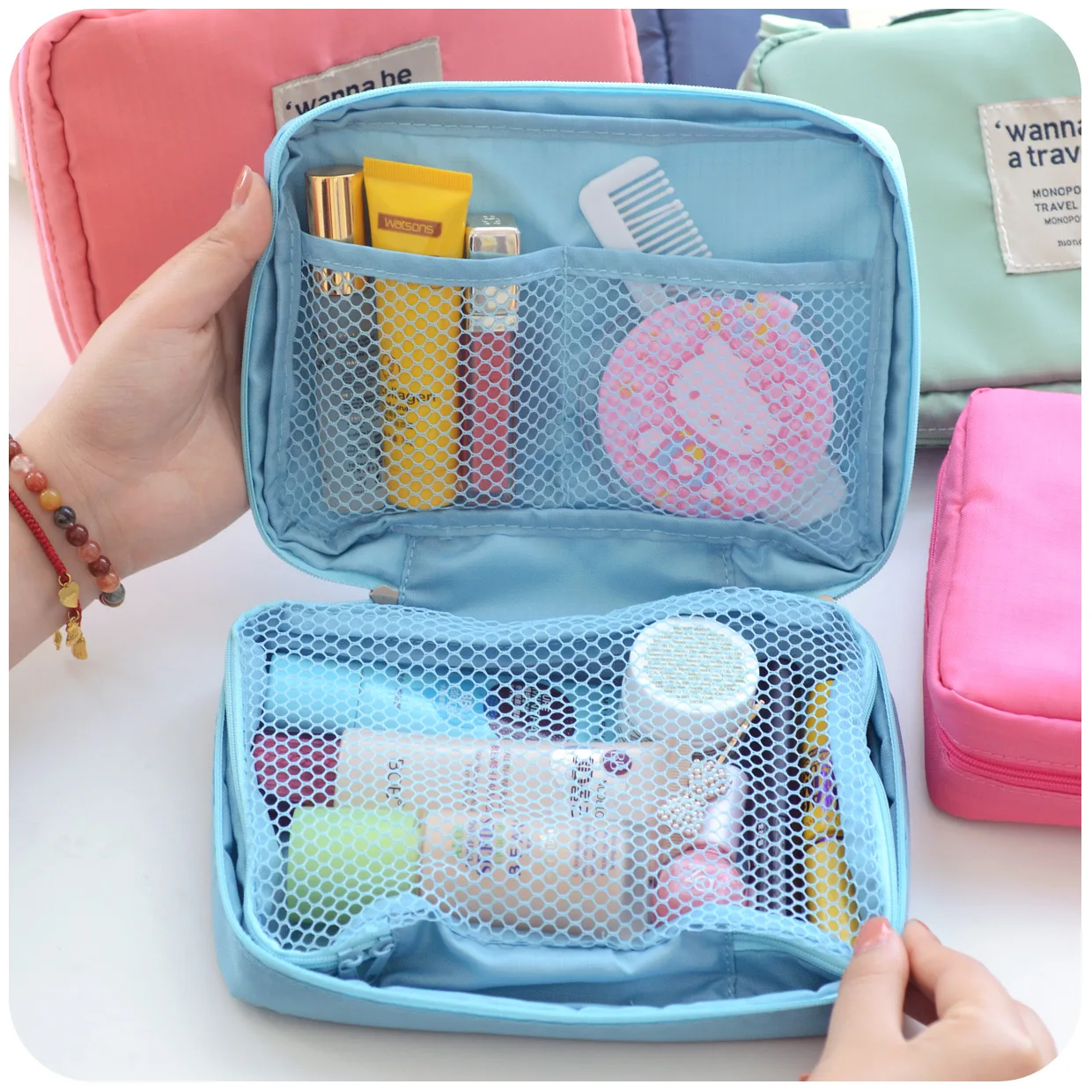 1pcs Portable Wash Bag Waterproof Cosmetic Bath 1pcs Portable Wash Bag Waterproof Cosmetic Bath Essential Supplies To Travel Abroad Pouch In Storage Bags From Home Garden On