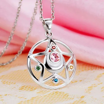 

2018 Newest Lovely Sailor Moon Necklace S925 Sliver Pendant Cartoon Anime Beautiful Costume Jewelry for Daughter Girl Women Gift