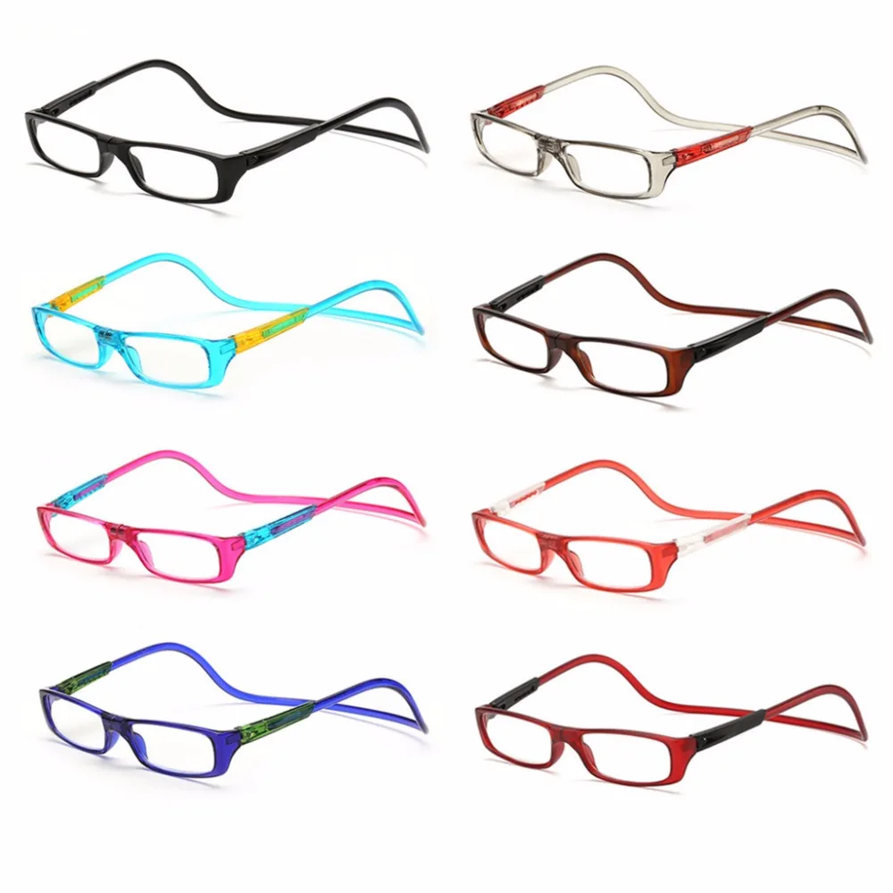 

Upgraded Unisex Magnet Reading Glasses Men Women Colorful Adjustable Hanging Neck Magnetic Front presbyopic glasses