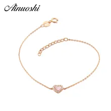 AINUOSHI 18 К розовое золото женские Модные браслет рябчик форме сердца леди Обручение браслет ювелирные подарки