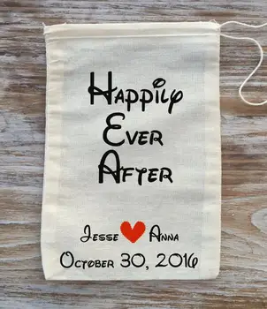 

personalized Happily Ever After wedding Party Hangover Kits jewelry favor muslin Bags Bachelorette hen bridal shower favors