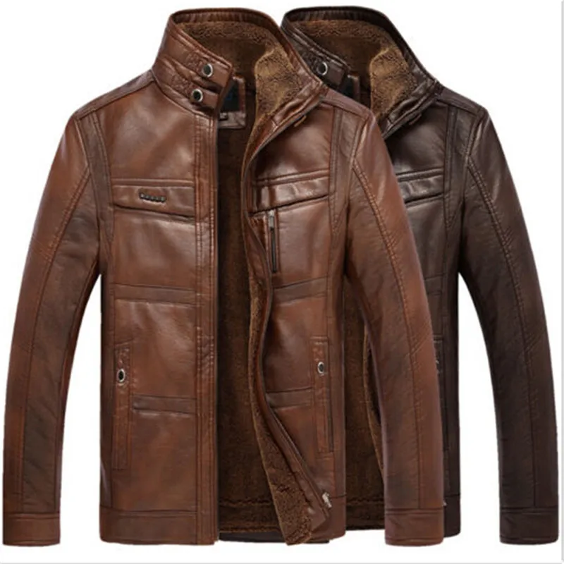 Winter Men s Warm Genuine Leather Fur Lining Jacket Coat Outwear Trench Winter Men s Warm Genuine Leather Fur Lining Jacket Coat Outwear Trench