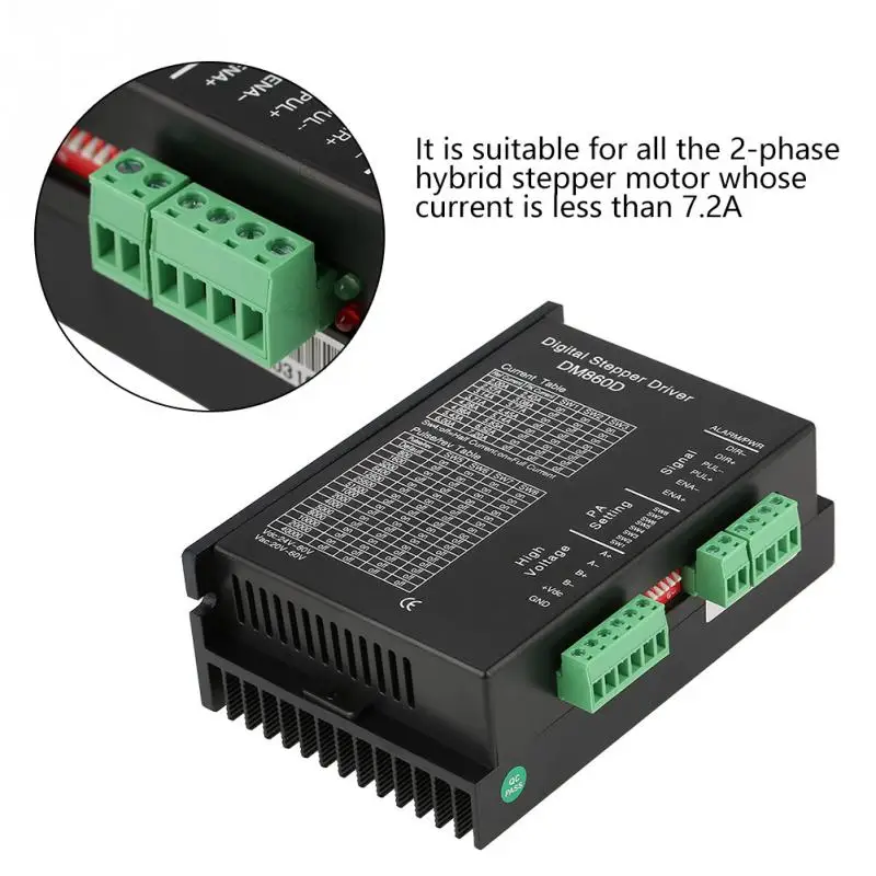 

1pc DM860D Stepper Motor Driver 1 KW 256 microsteps Stepper Motor Driving Module for 2-phase Hybrid 86 Motors Driver Wholesale