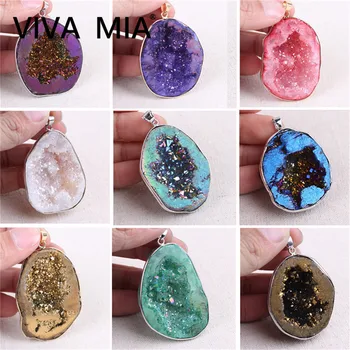 

Druzy Agates Opal Pendant Geode Raw Irregular Natural Mineral Crystal Pendants Pendulum Stone Pendants For Jewelry Making