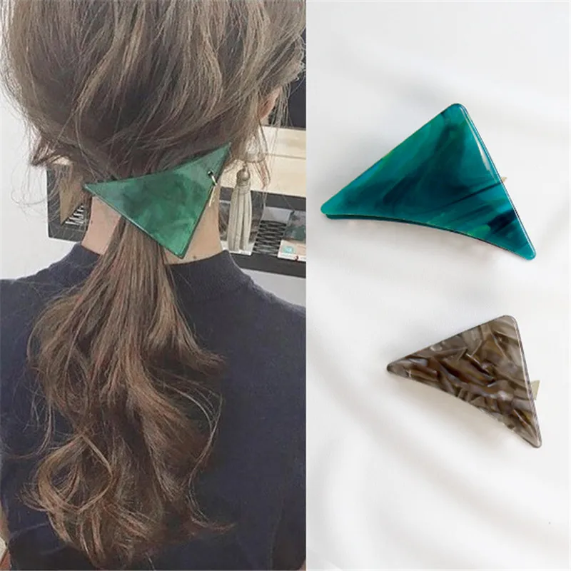 Ацетат Звездные заколки для волос Япония Корея женские популярные зеленые мраморные треугольные заколки для волос уксусная кислота заколки для волос аксессуары для волос