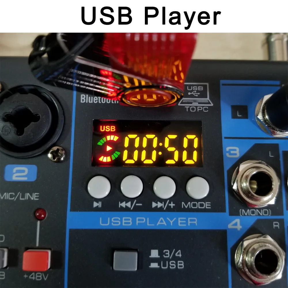 LOMOEHO AM 04 2 Mono + 1 стерео 4 канальный Bluetooth USB 48В Phantom Профессиональный DJ аудио