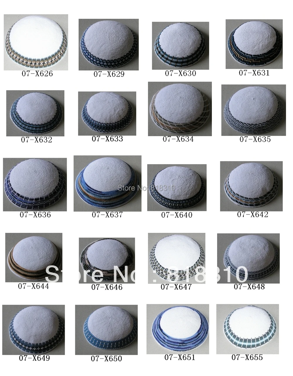 

HIGH QUALITY HANDMADE KNITTED YARMULKE KIPPAH WHITE TOP DMC MOQ 50PCS/MODEL