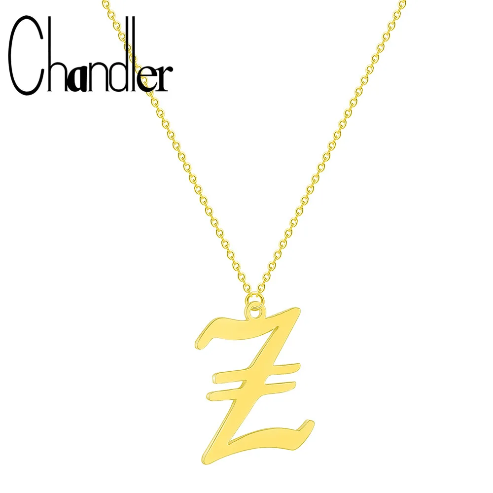 Chandler 316L классическое ожерелье с подвеской в виде старой английской буквы Z для