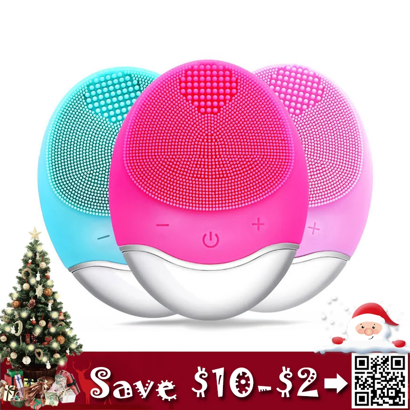 Facial Cleansing Brush Bamboo Charocal Silica Gel Face Cleaning Device with Anion Importer Cotton Drying Wipes as Gifts