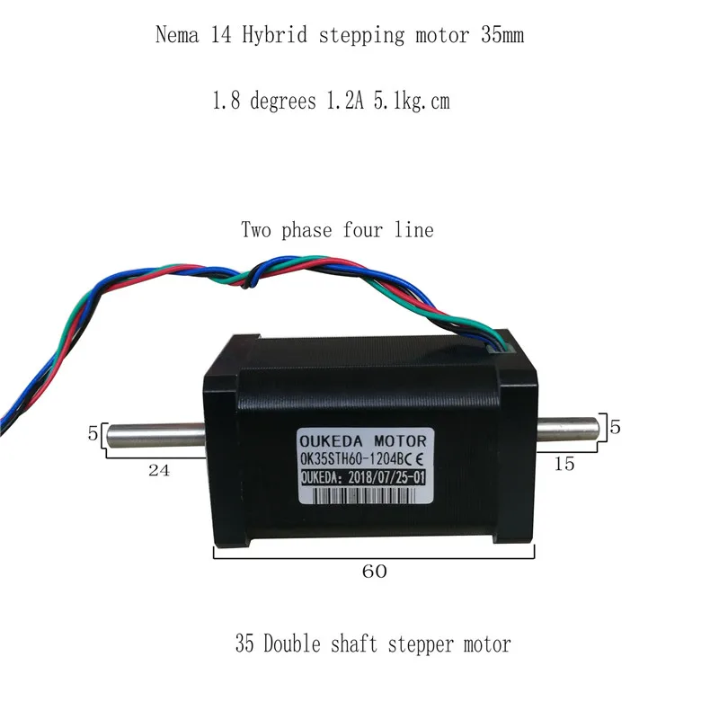 35 двухвальный шаговый двигатель 1.2A 0.5Nm 1,8 градусов Fuselage 60 мм Nema14 35BYG шаговый двигатель 3D принтер шаговый двигатель