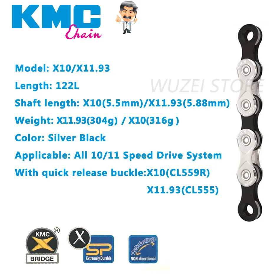 Sale KMC X10 X11 MTB Bike long Chain 122L 10/11Speed Bicycle Chain Magic Button With Original box Mountain bike long chain 5