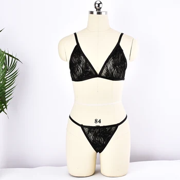 

Black concise Hollow out Bondage Harness Dance Rave Body Harness translucency Panties string Set Belt Lingerie Cage Bra Goth