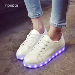 7 ipupas светящиеся обуви PU белый черный красный светодиод светящиеся кроссовки моделирование подошве обуви малыш Для мальчиков и девочек tenis