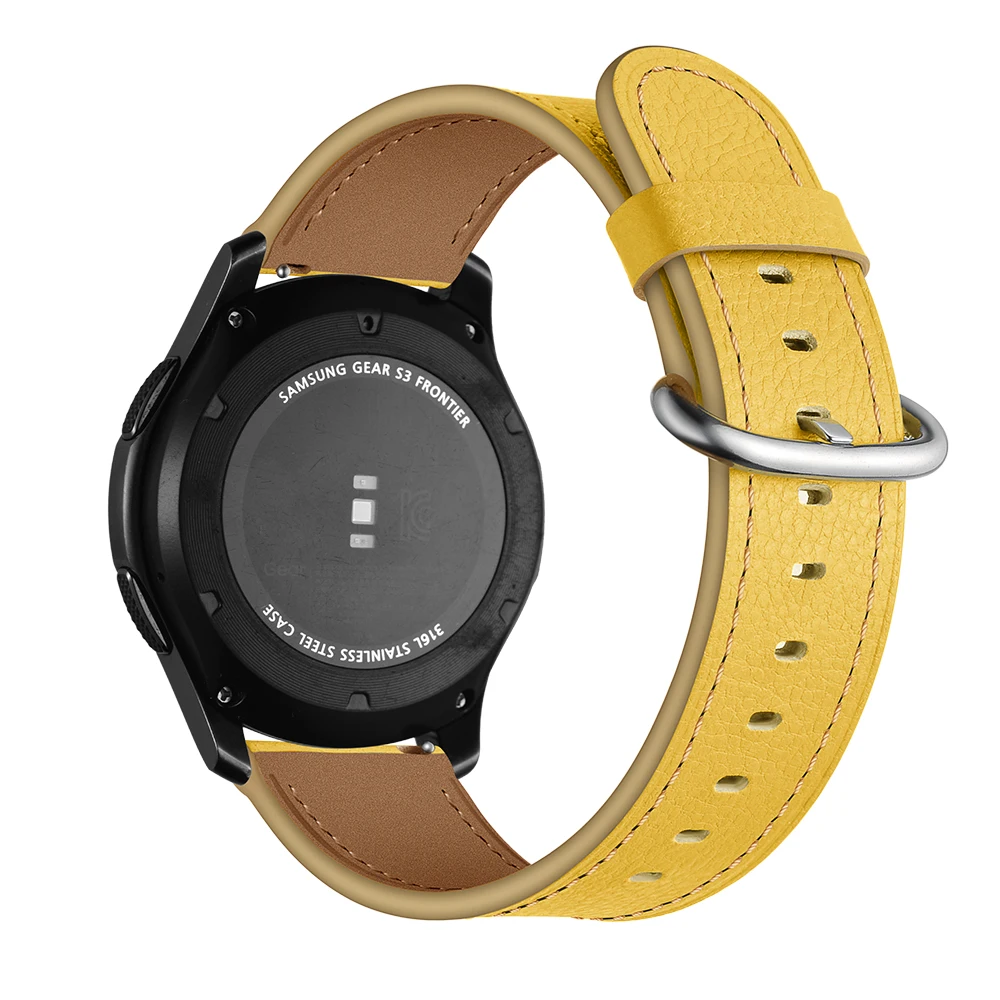 3 цвета 22 мм для женщин и мужчин быстрый выпуск для samsung gear S3 натуральная кожа светло-синий желтый черный заменить Мужские t часы ремешок