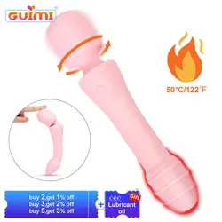 GUIMI 50 Цельсия быстрый нагрев G-spot вибратор большая голова палочка Av Magic Vibe Вагина Упражнение киска соска массаж взрослые секс-игрушки