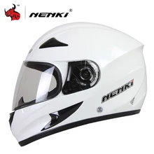 NENKI Mens Motorcycle Helmets Skull Printing Full Face Motocross Off Road Helmet Clear Lens Shield Moto