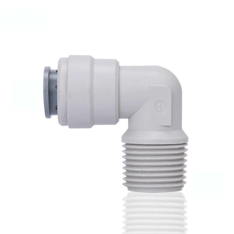 

1/2" NPT Male Thread - 1/2'' OD Tube RO Water Quick Connector Elbow Tight Junction Double Sealing PE Pipe Fitting