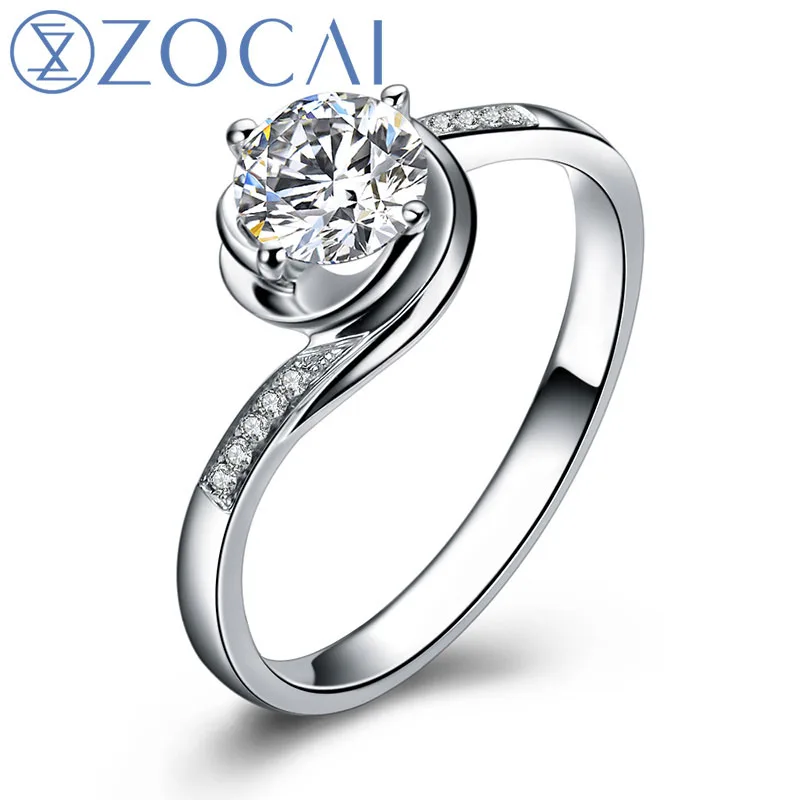 Женское кольцо с бриллиантами ZOCAI обручальное из белого золота 0 30 карат