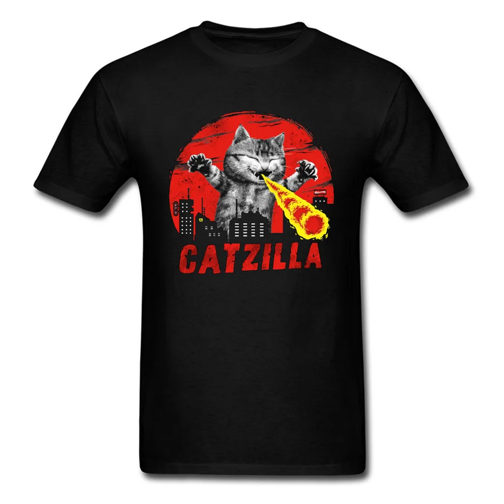 Catzilla Cat Feline пламенный Милая футболка с изображением монстра для мужчин Забавный котенок Neko комикс Новое поступление модные повседневные топы с 3D принтом Футболка