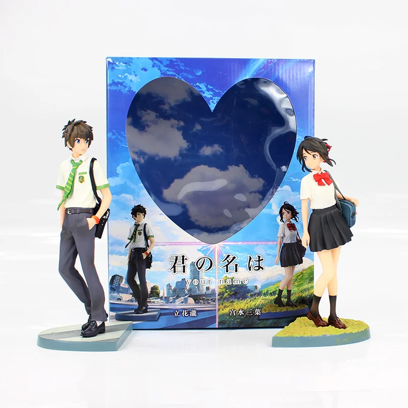 2 sztuk/partia 22cm Anime twoje imię Tachibana Taki Miyamizu Mitsuha pcv figurka kolekcja Model Toy Doll