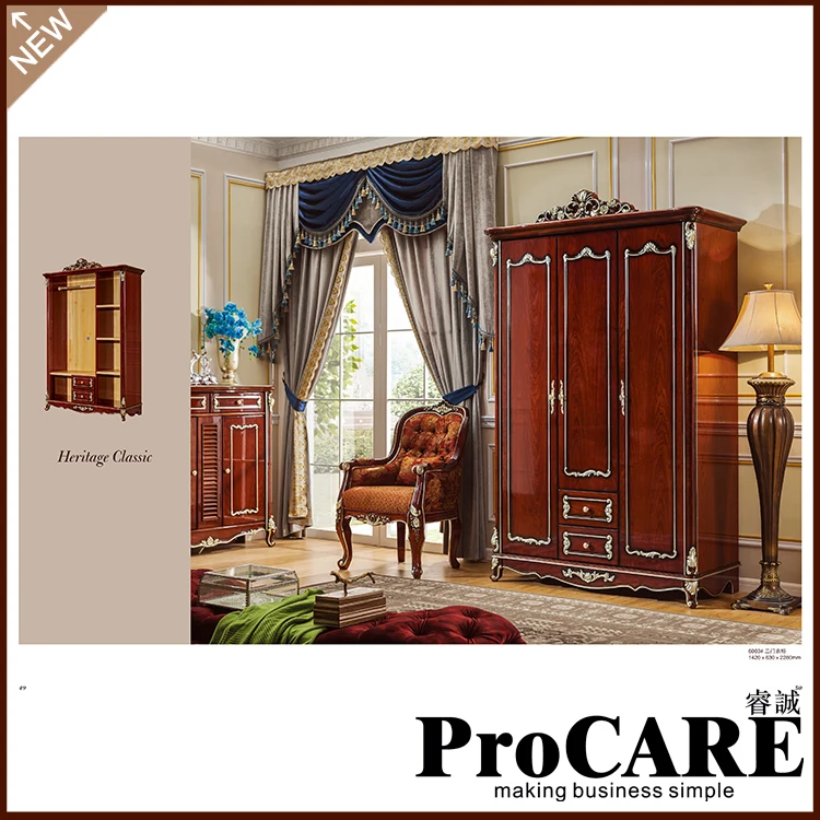 Antique White Golden Colour Wooden Double Door Sliding Door Wardrobe font b Closet b font for