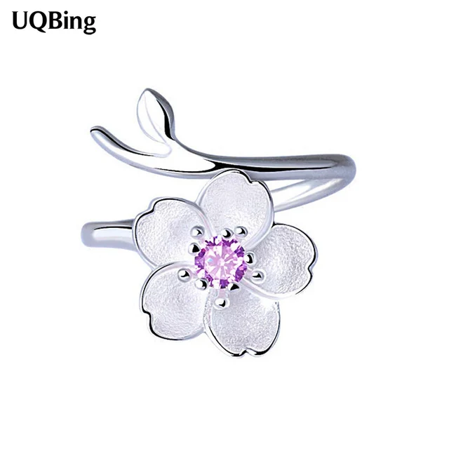 Fashion 925 Sterling Silver Cherry Blossoms Open Rings For Women Jewelry Finger Fashion 925 Sterling Silver Cherry Blossoms Open Rings For Women Jewelry Finger