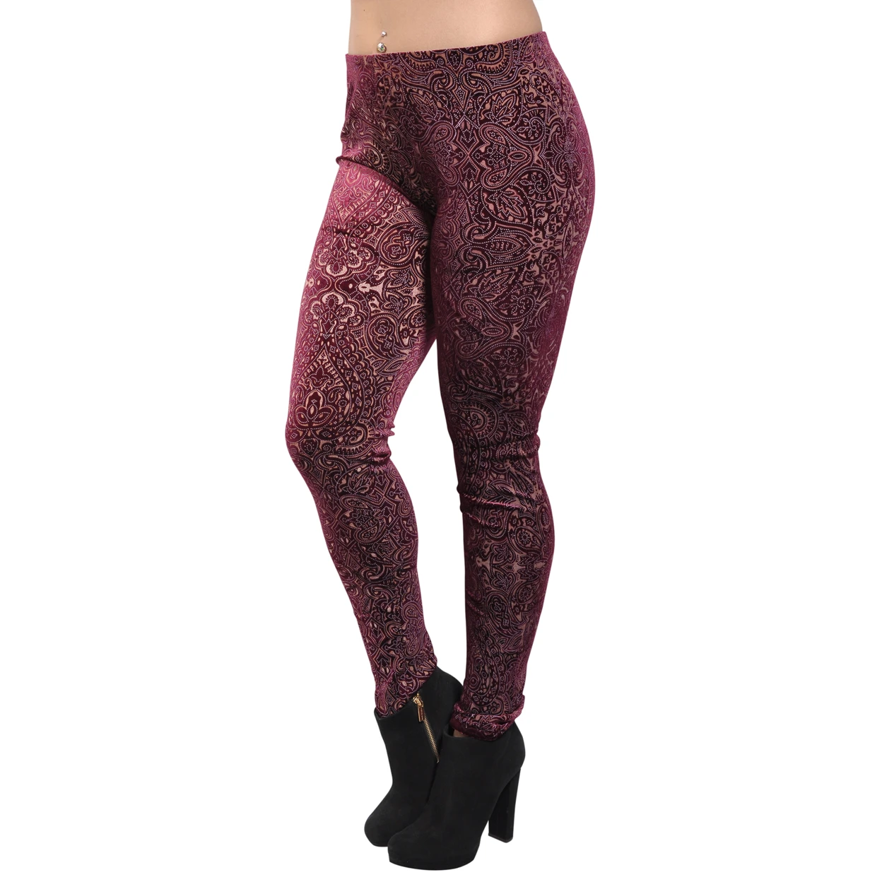 Women's Carved Leggings Small Red