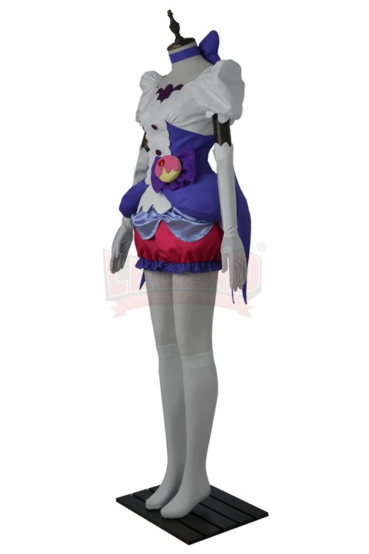 KiraKira Precure A La Mode Cure Macaron Kotozume Yukari Косплей Костюм Хэллоуин девочка костюм фиолетовое платье юбка с хвостом уха
