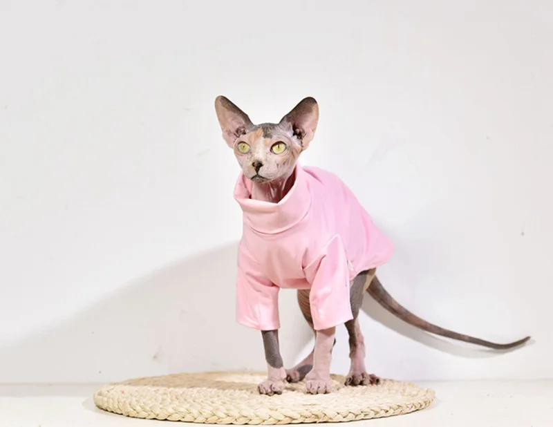 Hairless Sphinx/Одежда для кошек из чистого хлопка; толстовки для кошек с высоким воротником; облегающая блузка с длинным рукавом для осени и зимы; костюм кошки 20E