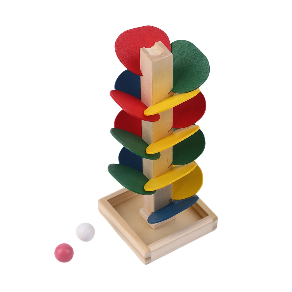 OCDAY Wooden Tree Marble Ball Run Track Game Baby Montessori Blocks