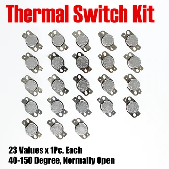 

PHISCALE Metal Thermostat Kit 23Values x 1Pc 40-150 Degree Normally Open KSD301 250V AC 10A For Maintenance