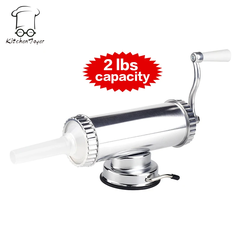  2 lbs Hand Operated Sausage Meat Stuffer With Suction Base Homemade Sausage Filler Aluminum Manual Salami Maker 