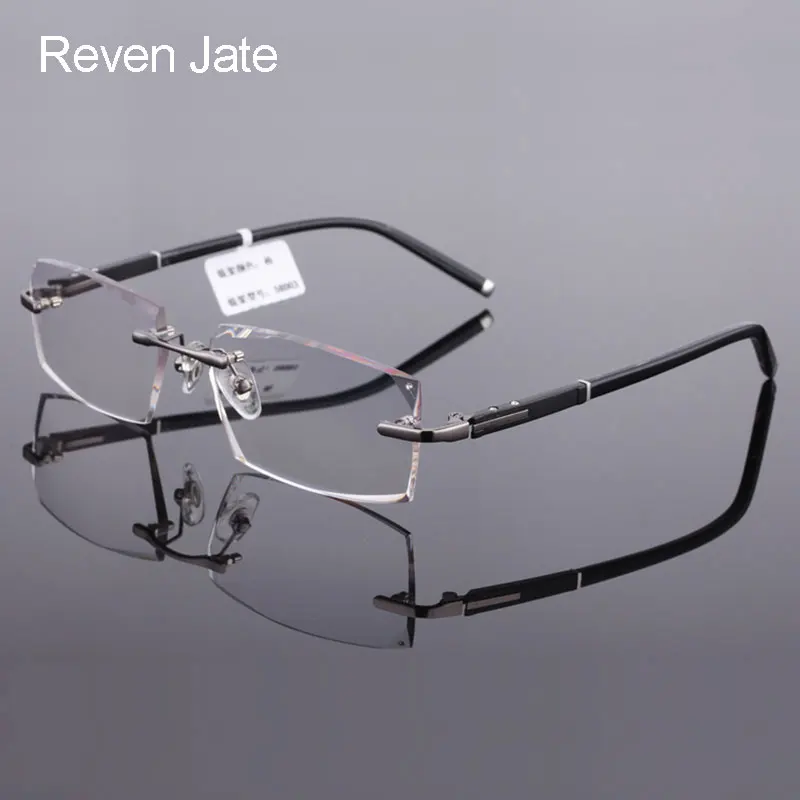 

Reven Jate 58003 Pure Titanium Rimless Diamond Cutting Man Glasses Frame Optical Prescription Eyeglasses Men Eyewear Fashion