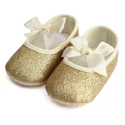 Блестящие ребенка обувь для девочек без шнуровки на бабочка узел Лето Обувь для младенцев для детей, бантом принцесса малыша Обувь для