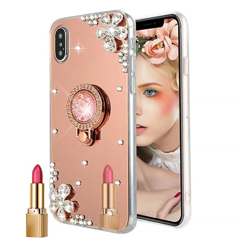 Чехол для iPhone XS Max прозрачный зеркальный чехол со стразами чехлы iphone 6 6s 7 8 Plus 5 5S se