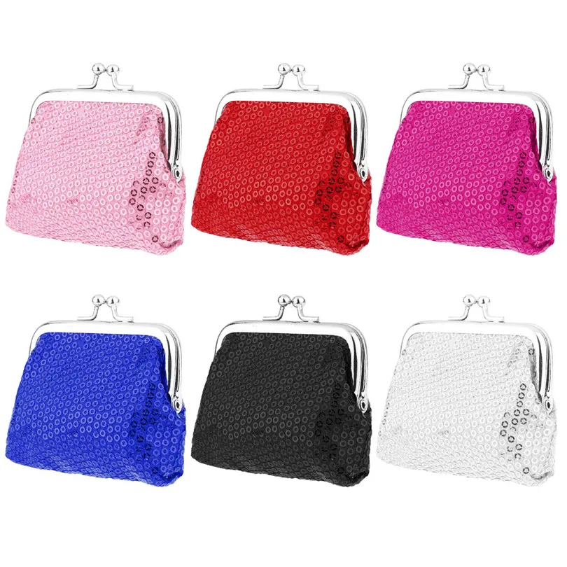 

6Pcs Fashion Girls Mini Fashion Sparkly Bling Sequins Cute Coin Purses Card Key Wallets for Xmas Presents Party Favors