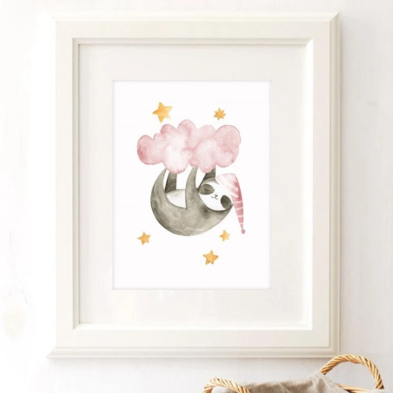 Sleeping Sloth Prints Kids Room Decor