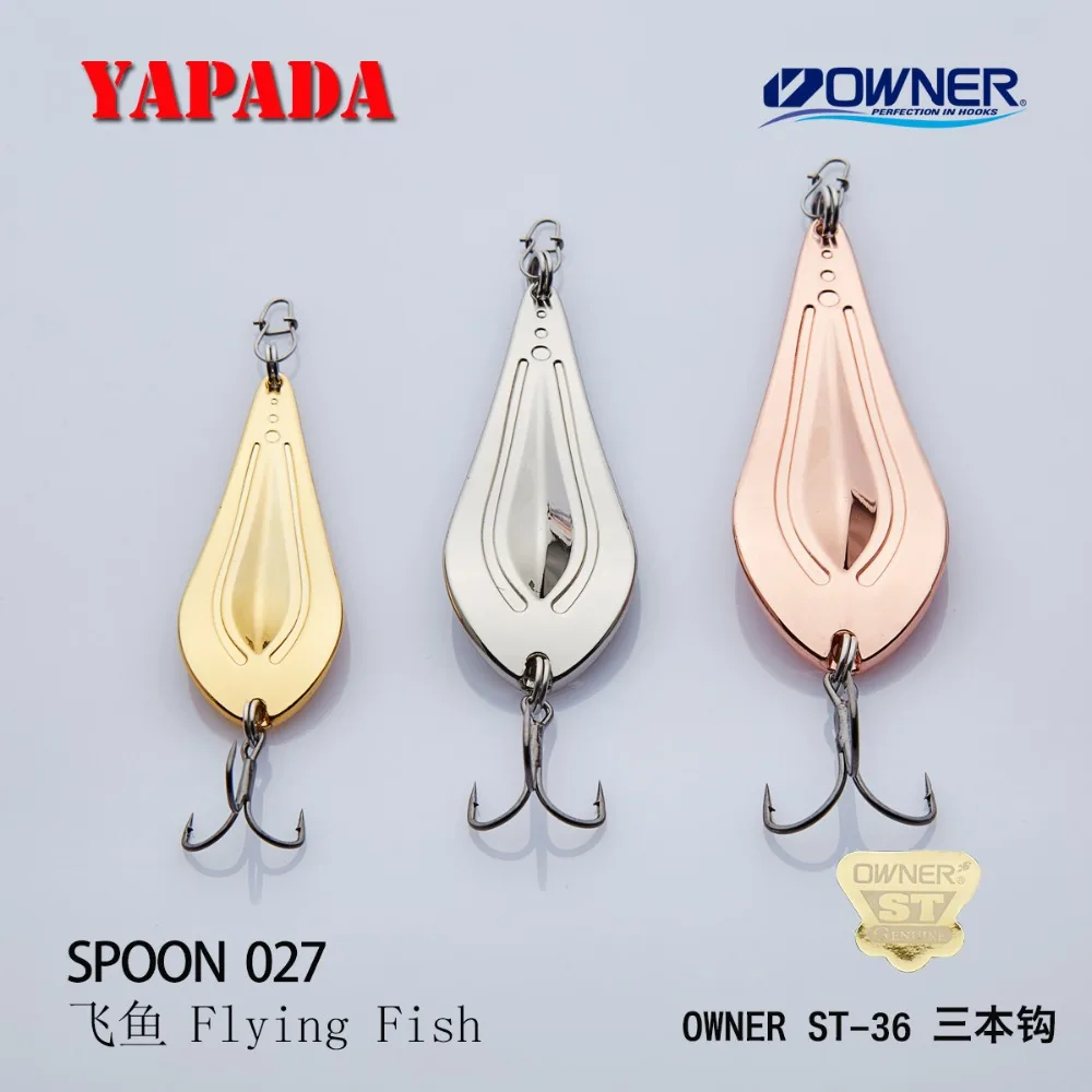 

YAPADA Spoon 027 Flying Fish OWNER Treble Hook 7g-12g-17g 57-66-74mm Feather Metal Spoon Multicolor Fishing Lures