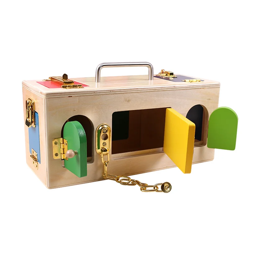  2019 Montessori materials wooden lock and unlocking box teaching aids Children Learning educational - 32990952547